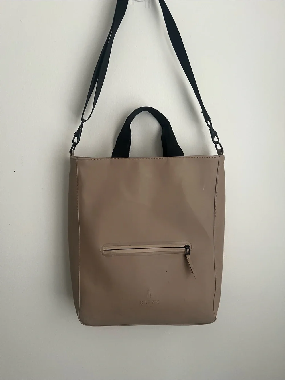 RAINS Unisex Tote Bag with Black Strap